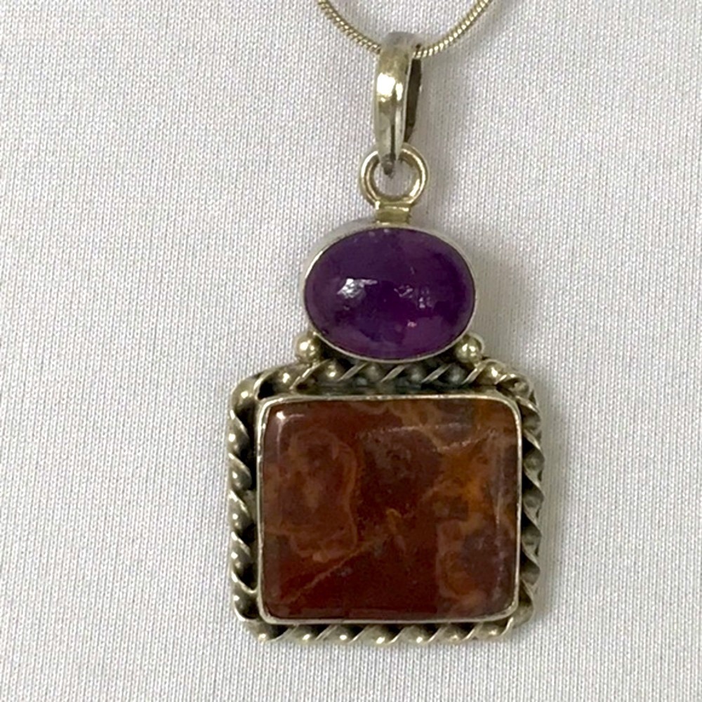 Elegant 925 silver real amethyst necklace